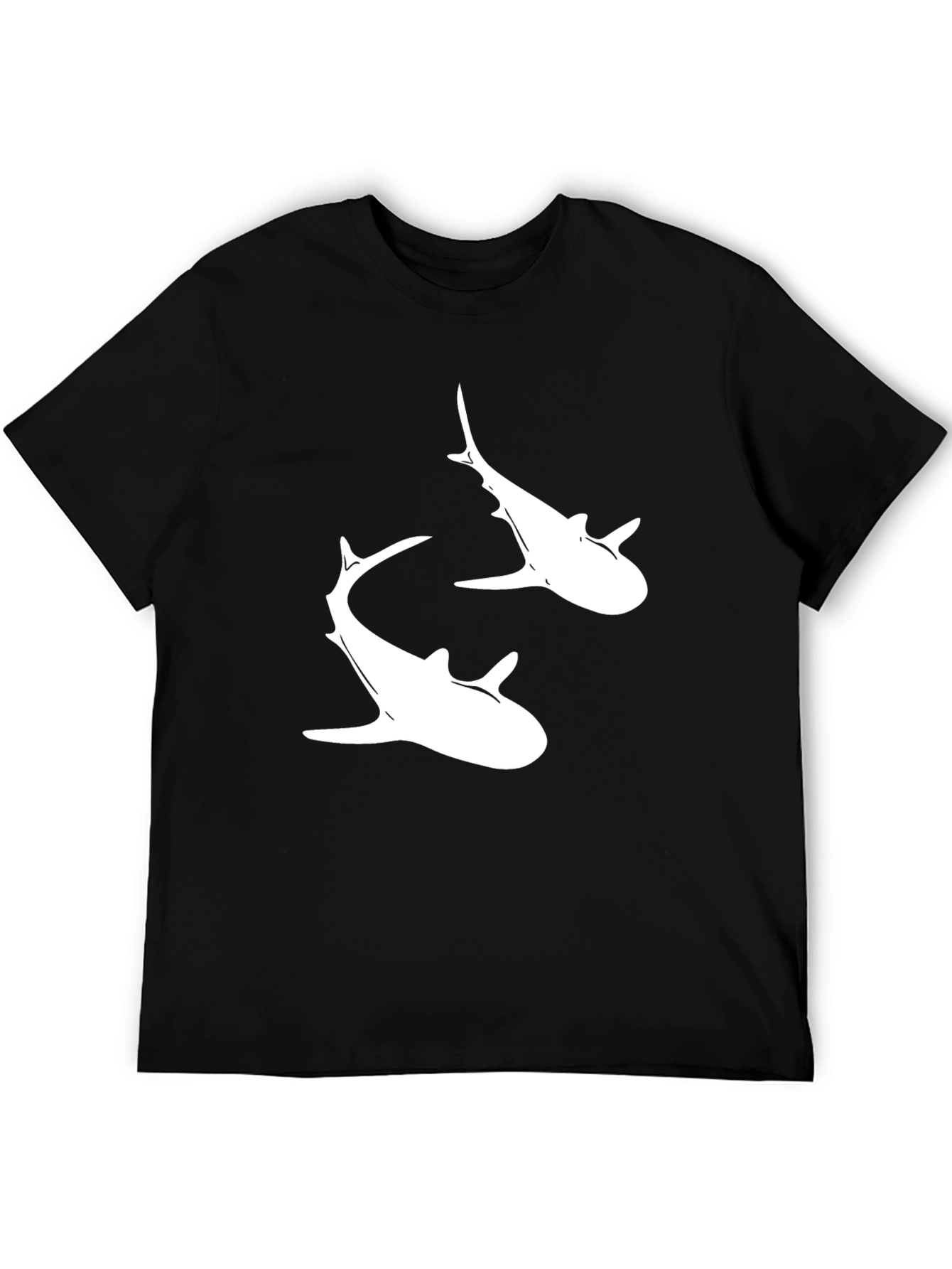 Shark Graphic Tee - Black Cotton Crew Neck T-Shirt