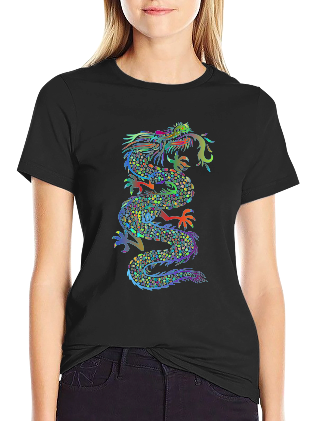 Dragon Graphic Print Black T-Shirt