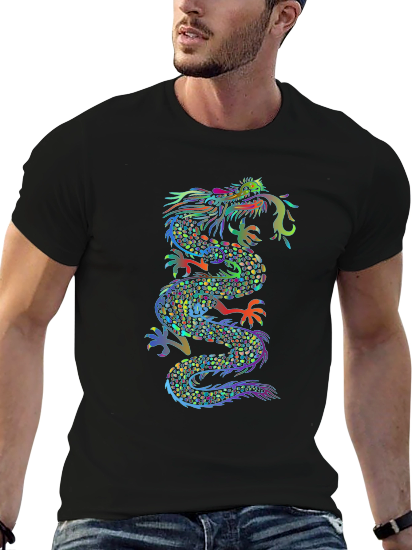 Dragon Graphic Print Black T-Shirt