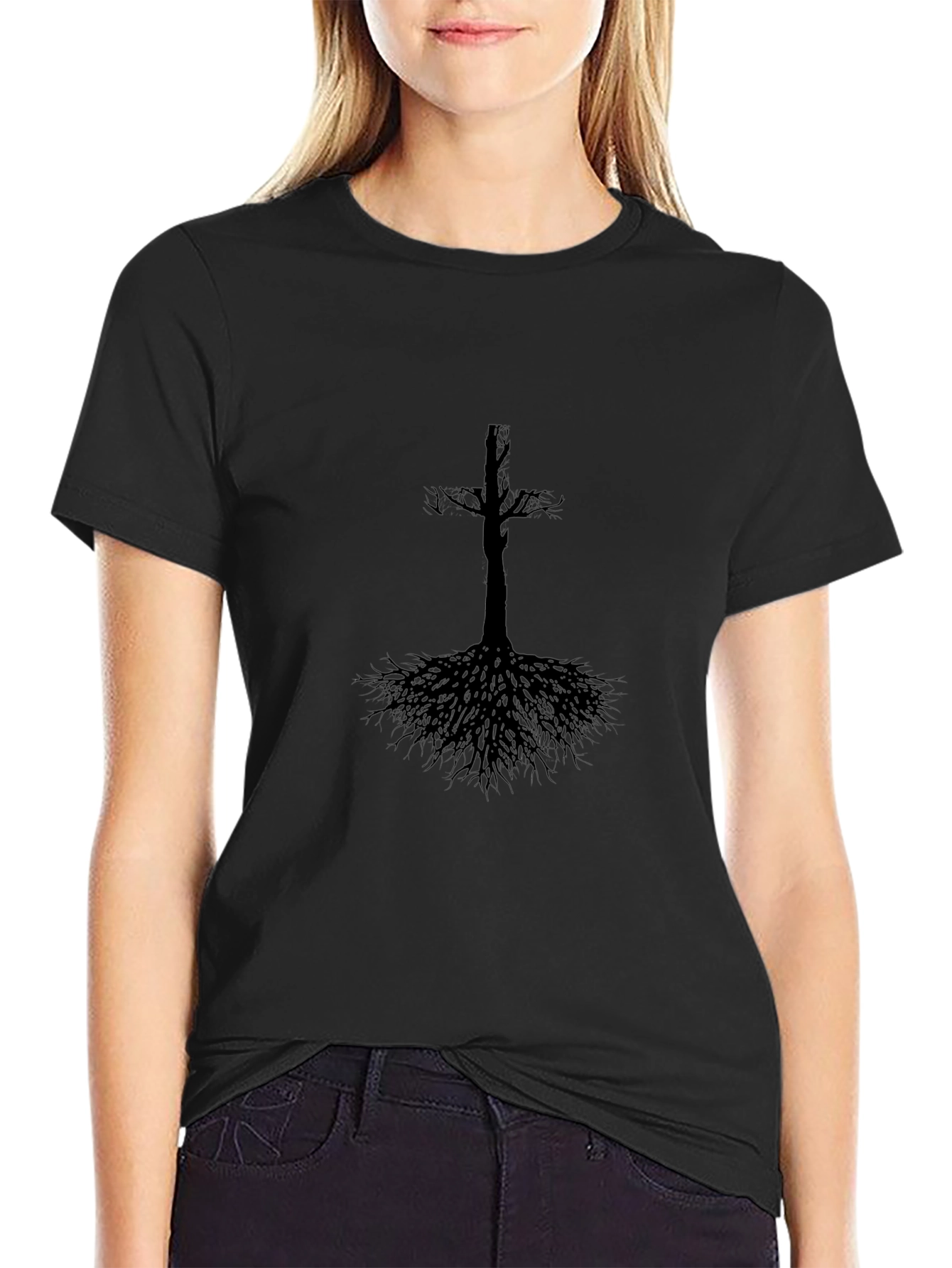 Gothic Tree Roots T-Shirt - Black Graphic Tee