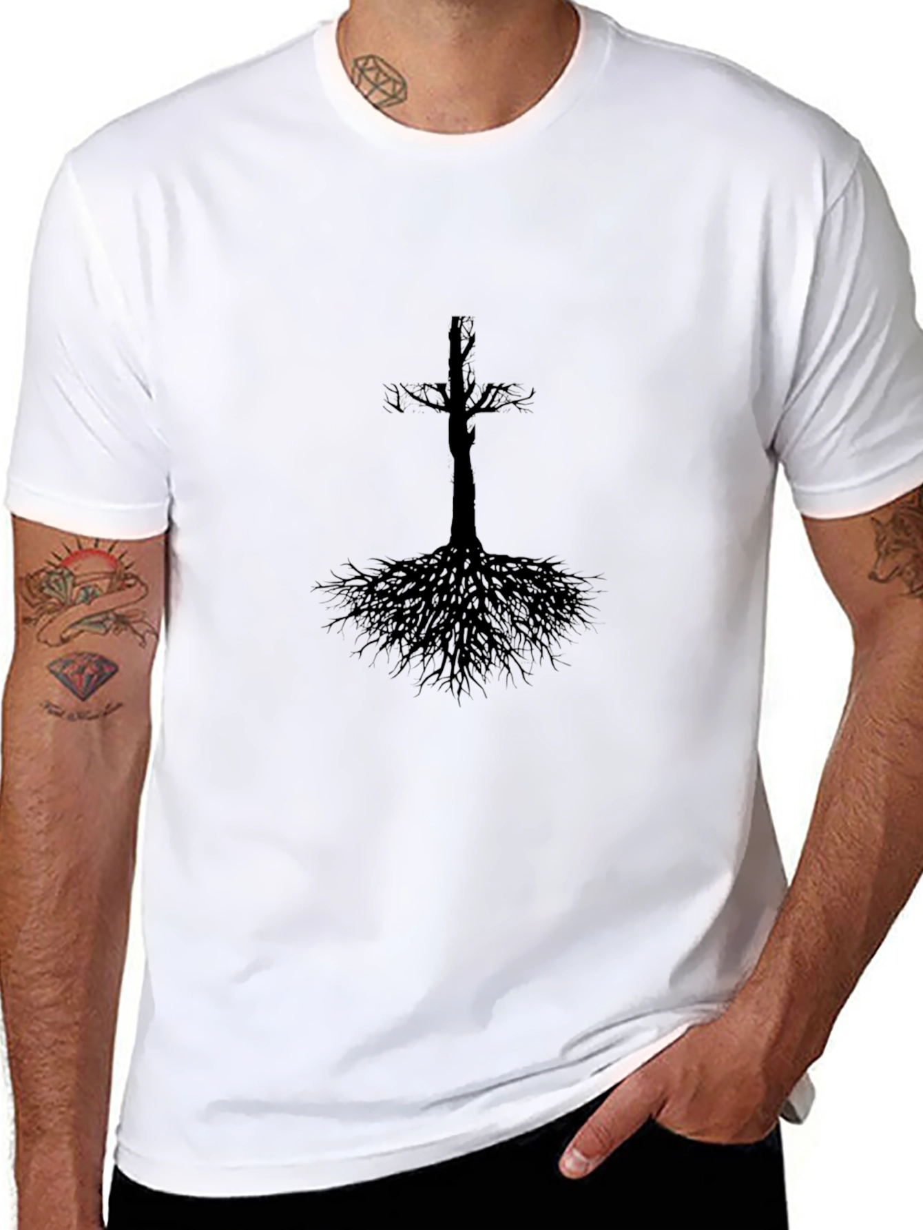 Gothic Tree Roots T-Shirt - Black Graphic Tee