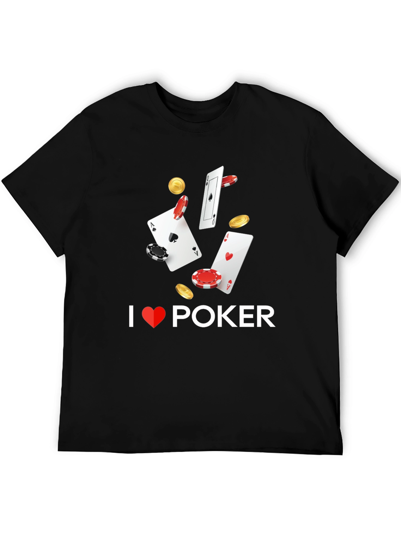 I Love Poker Graphic T-Shirt - Black Cotton Blend