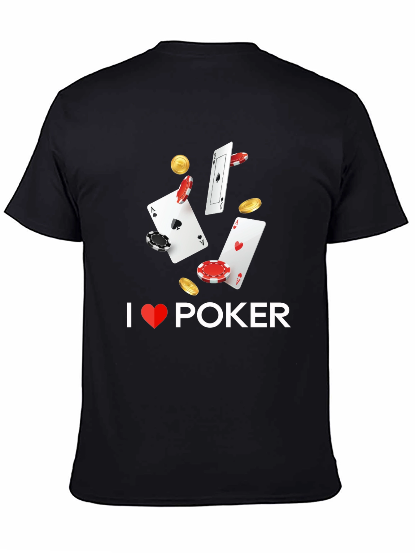 I Love Poker Graphic T-Shirt - Black Cotton Blend