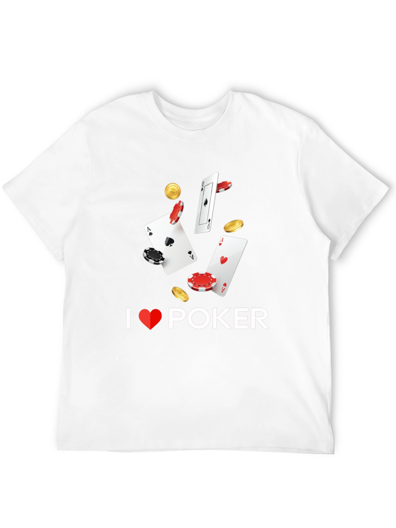 I Love Poker Graphic T-Shirt - Black Cotton Blend
