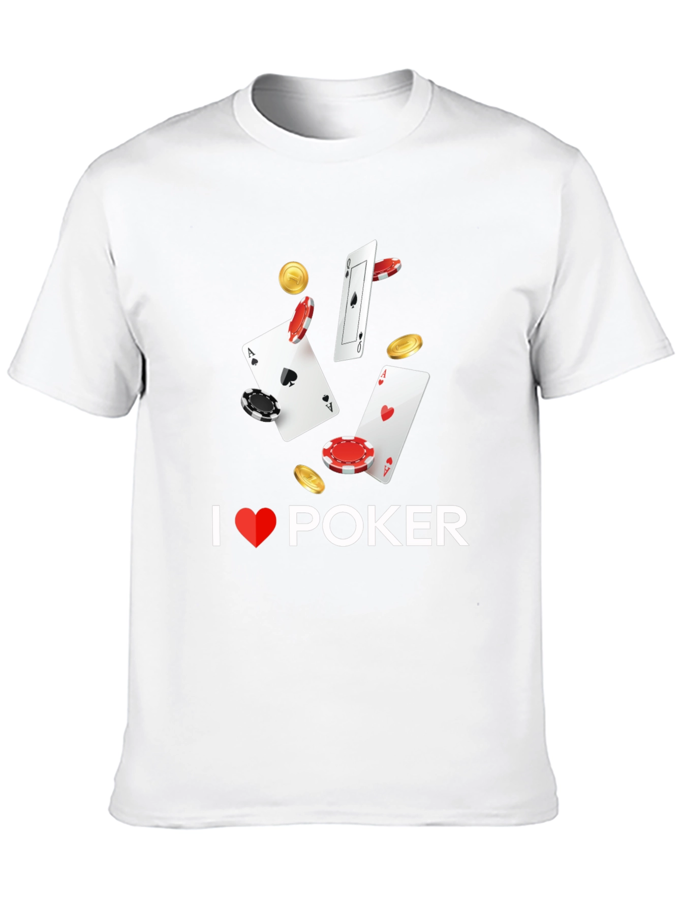 I Love Poker Graphic T-Shirt - Black Cotton Blend