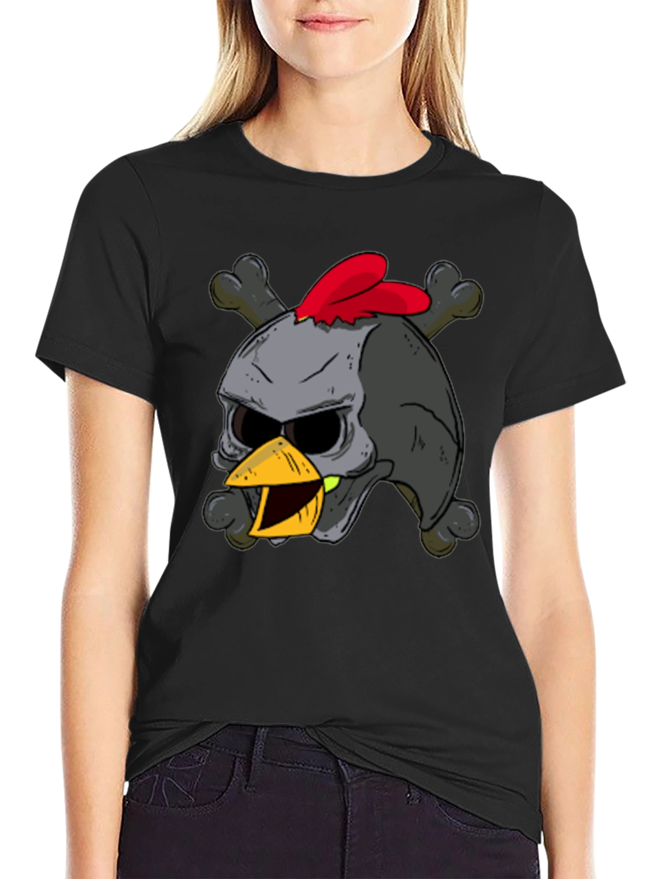 Skull Chicken Graphic T-Shirt - Dark Humor Tee