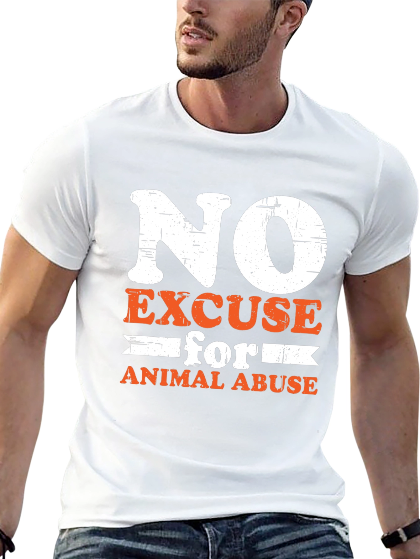 No Excuse For Animal Abuse Black Graphic T-Shirt