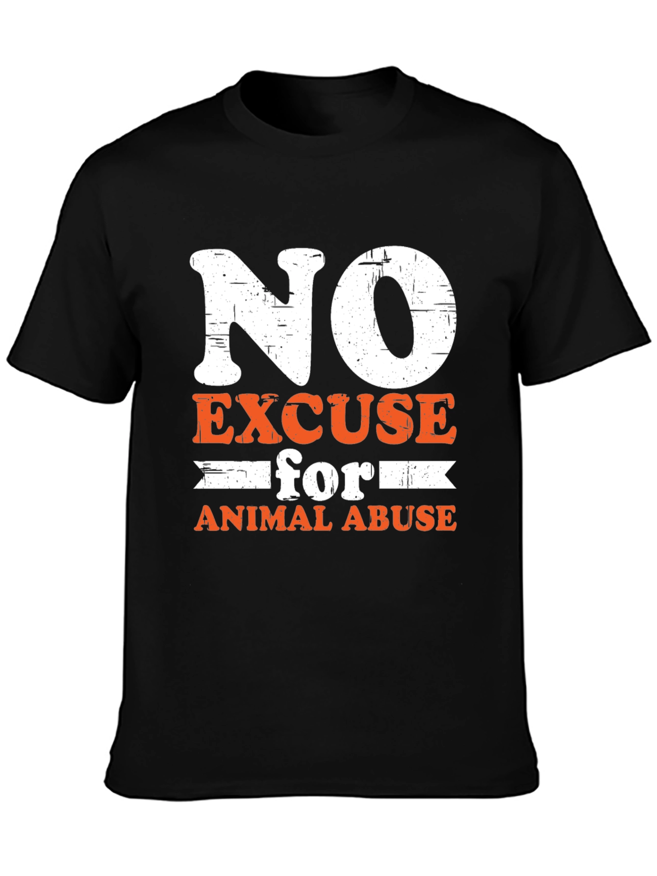 No Excuse For Animal Abuse Black Graphic T-Shirt