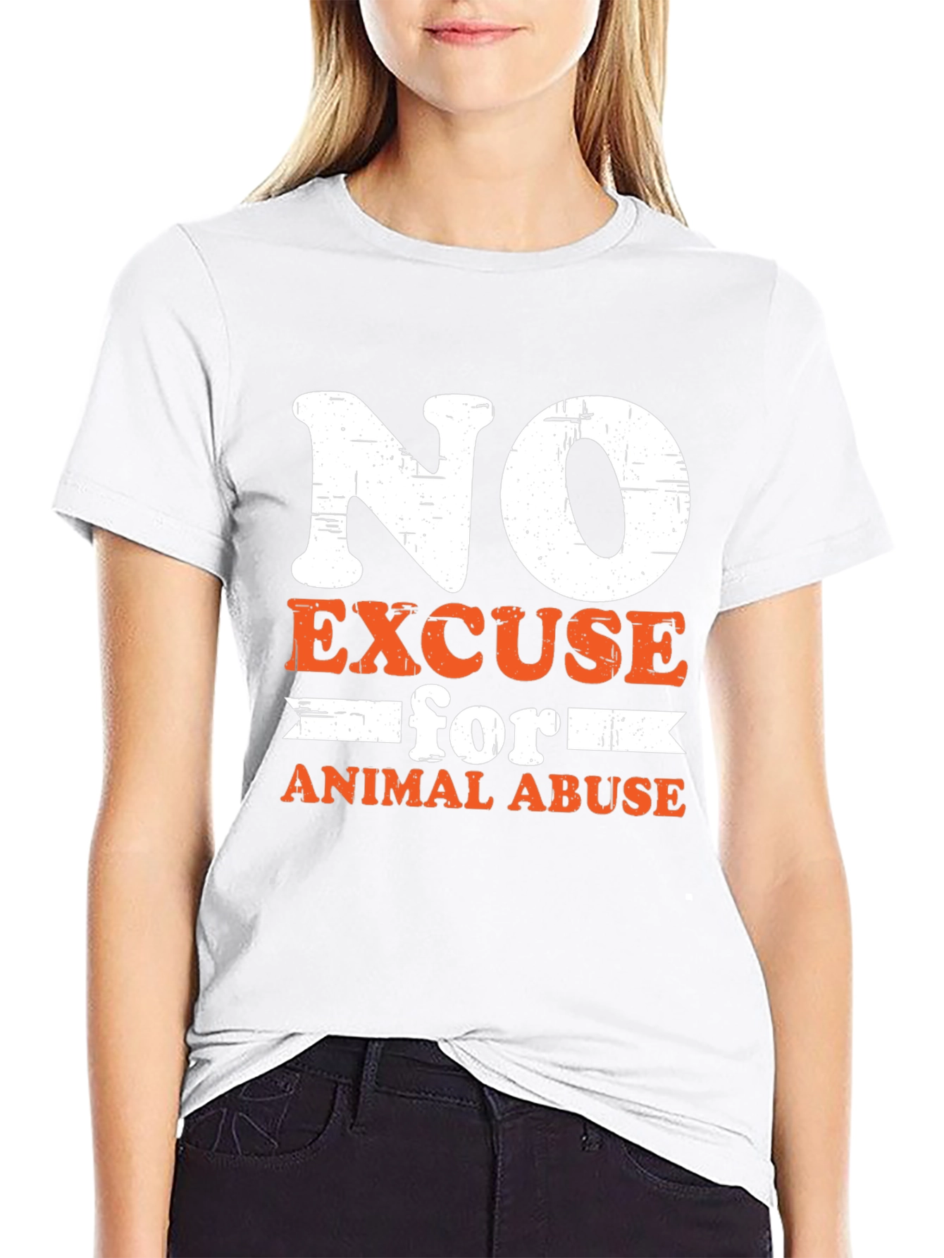 No Excuse For Animal Abuse Black Graphic T-Shirt