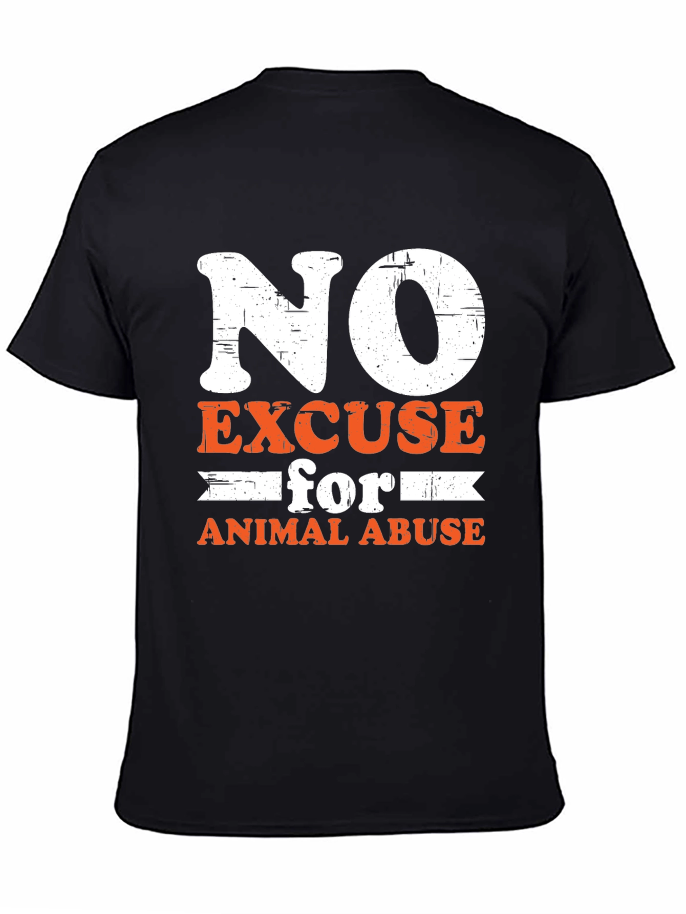 No Excuse For Animal Abuse Black Graphic T-Shirt