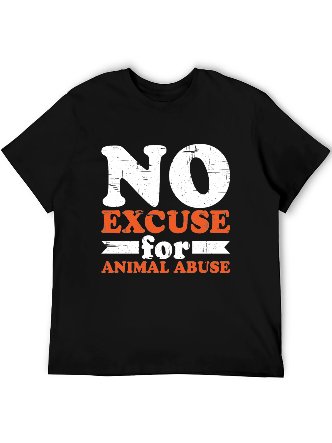 No Excuse For Animal Abuse Black Graphic T-Shirt