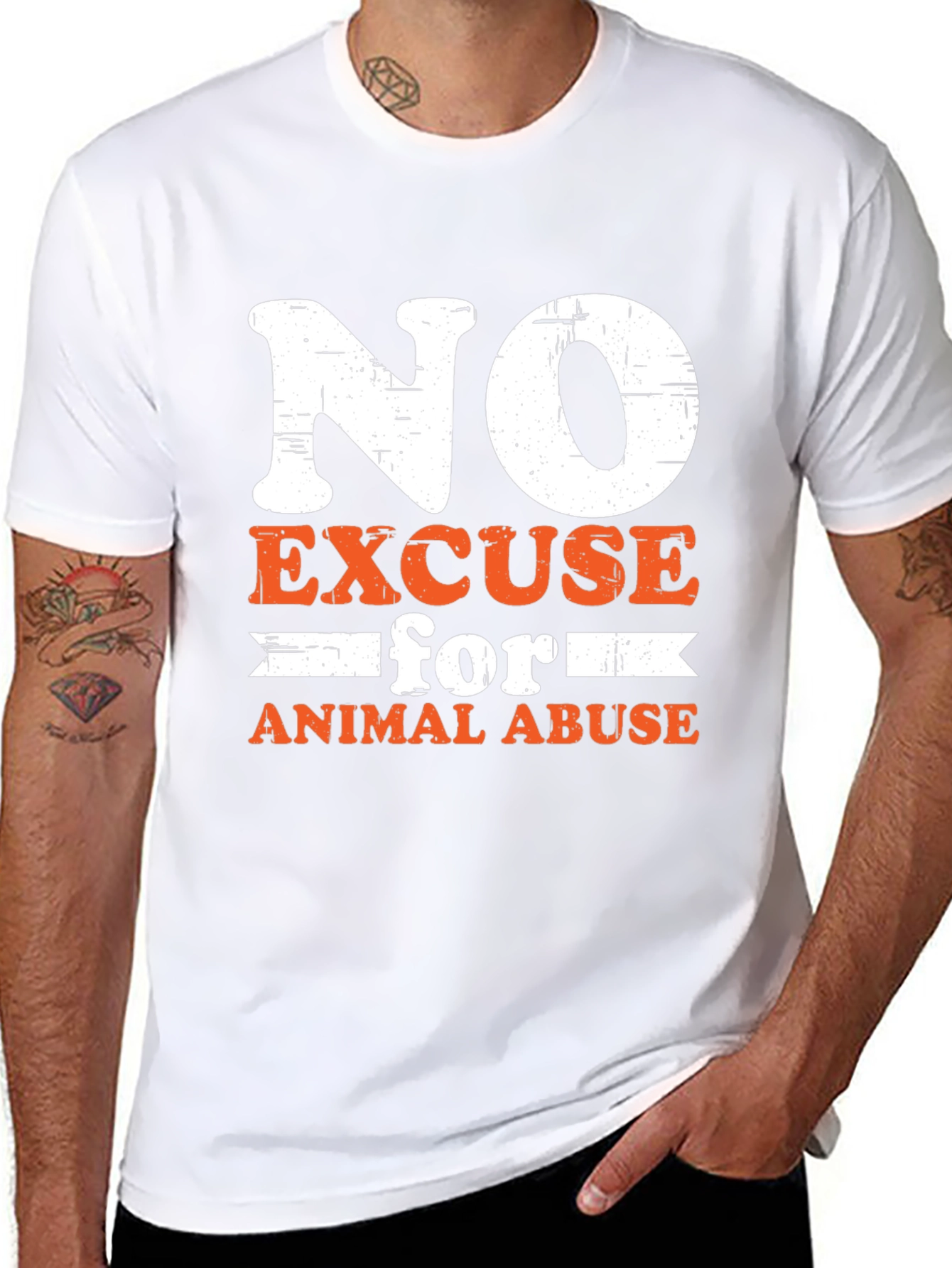 No Excuse For Animal Abuse Black Graphic T-Shirt
