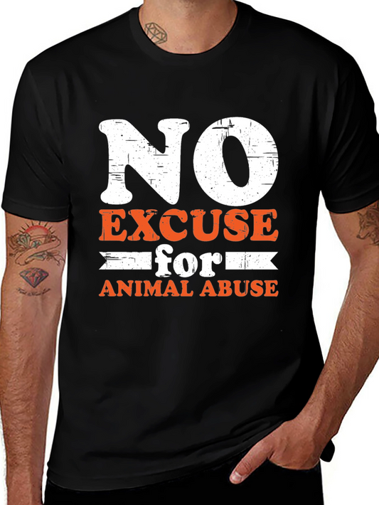No Excuse For Animal Abuse Black Graphic T-Shirt