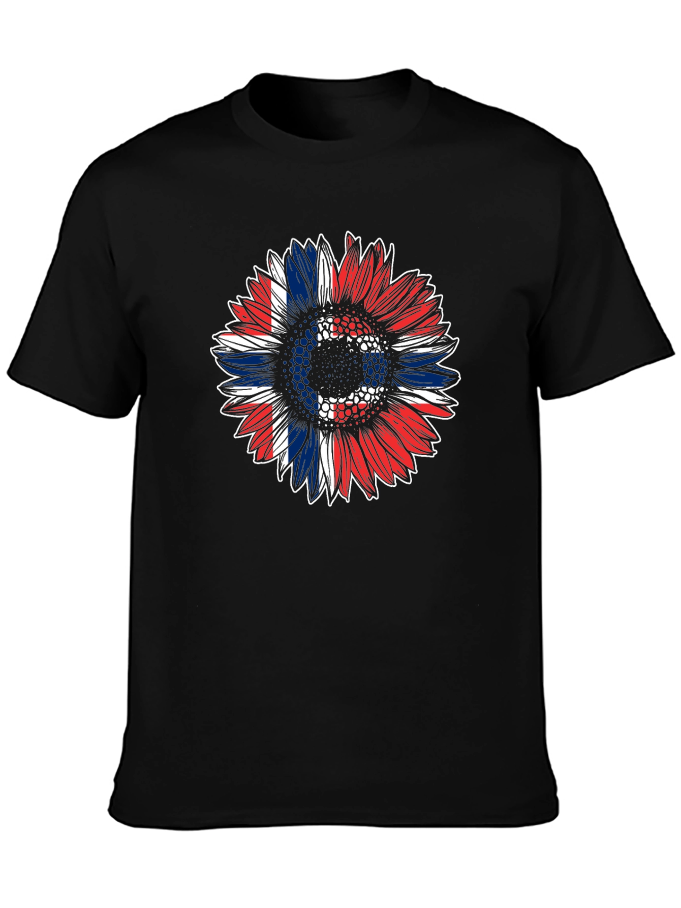 Patriotic Sunflower Graphic Tee - Black