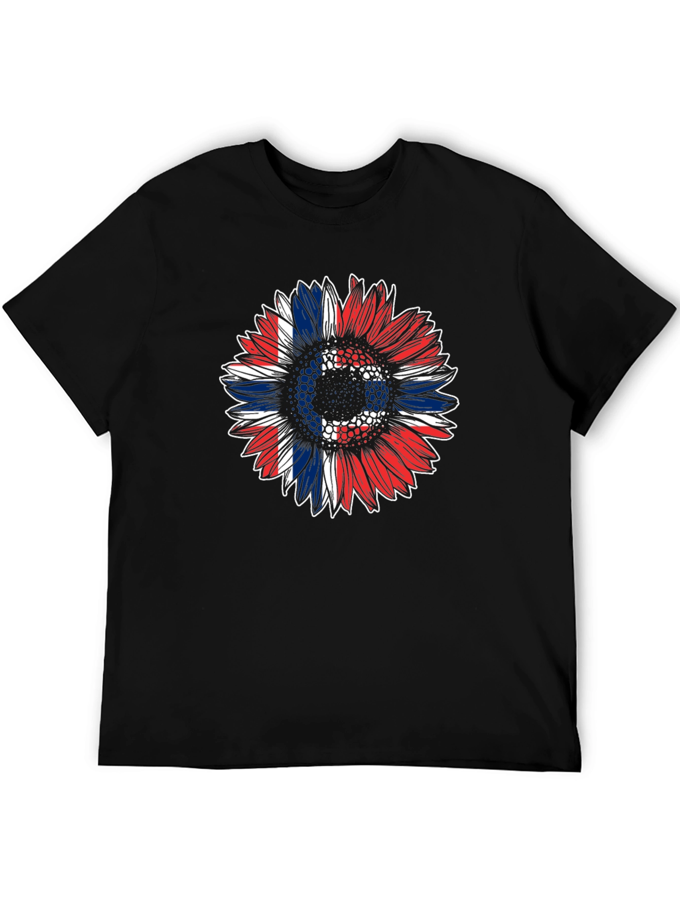 Patriotic Sunflower Graphic Tee - Black