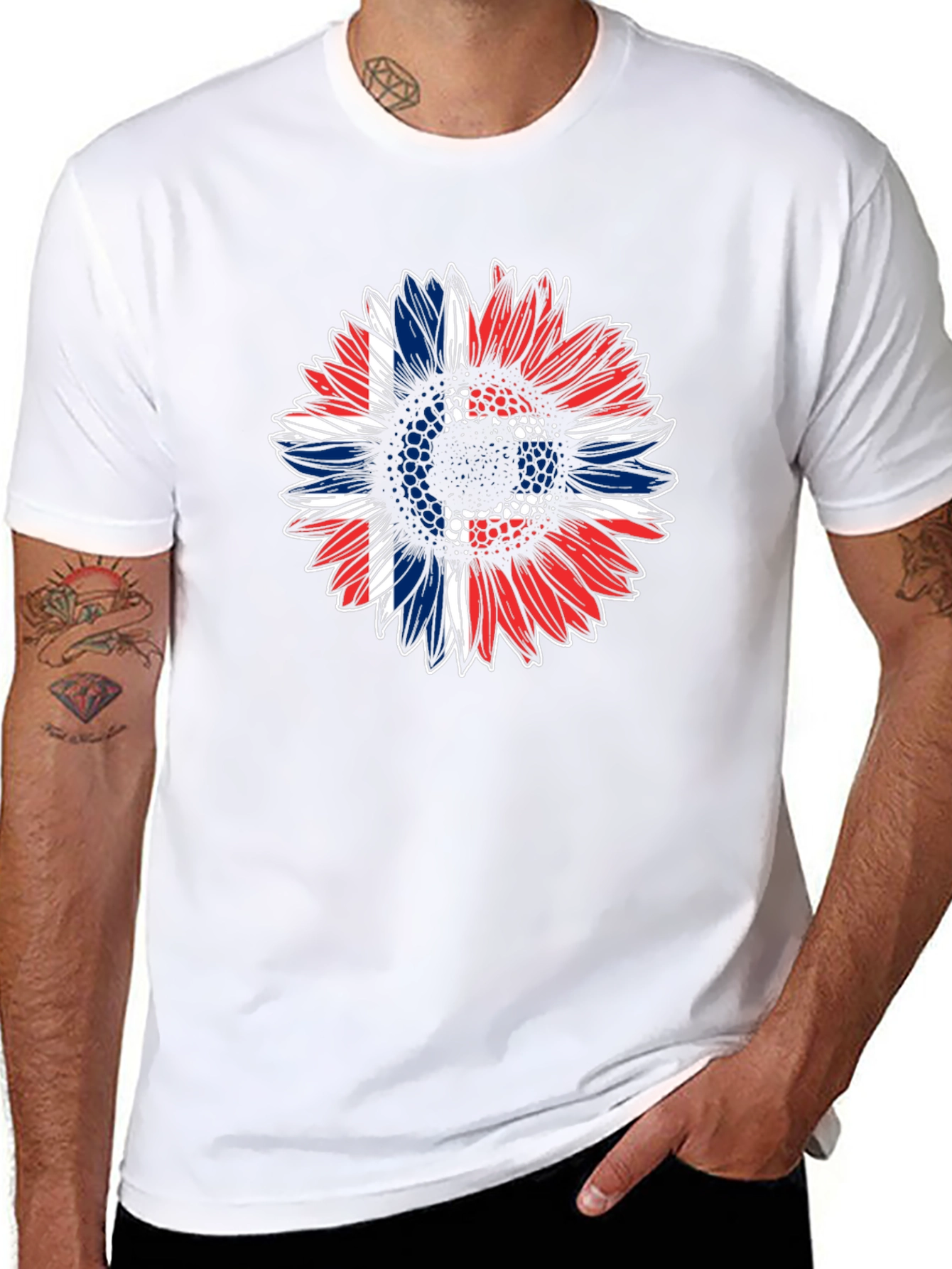 Patriotic Sunflower Graphic Tee - Black