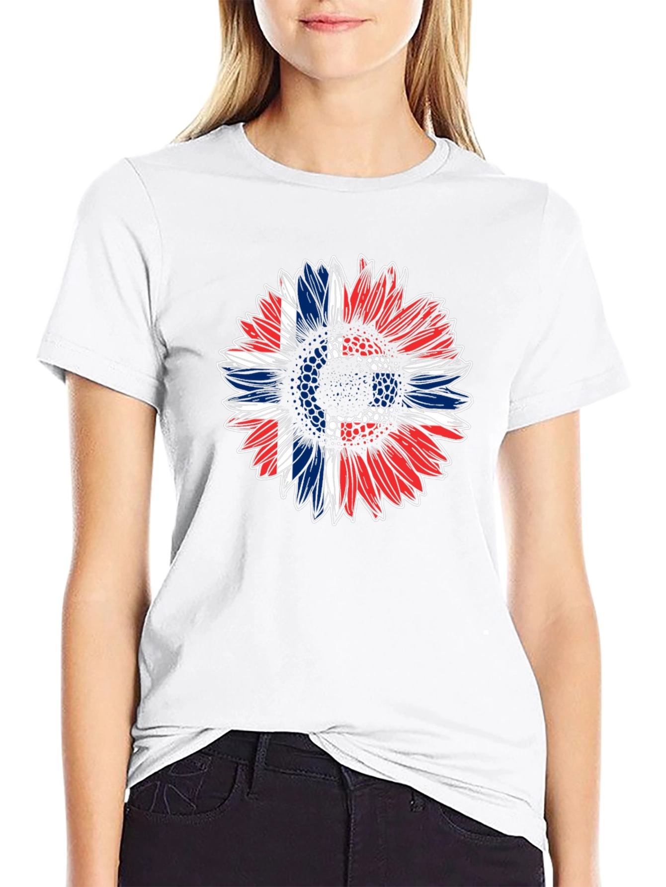 Patriotic Sunflower Graphic Tee - Black