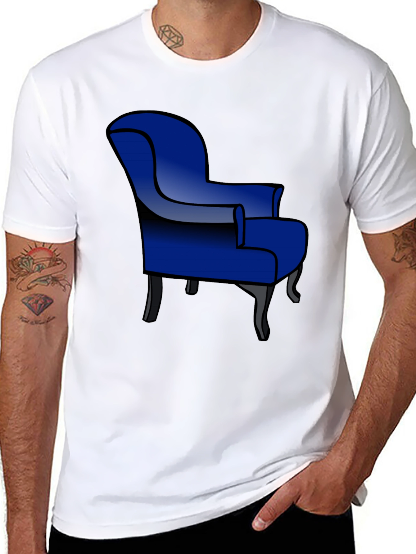 Blue Armchair Graphic T-Shirt - Stylish Comfort