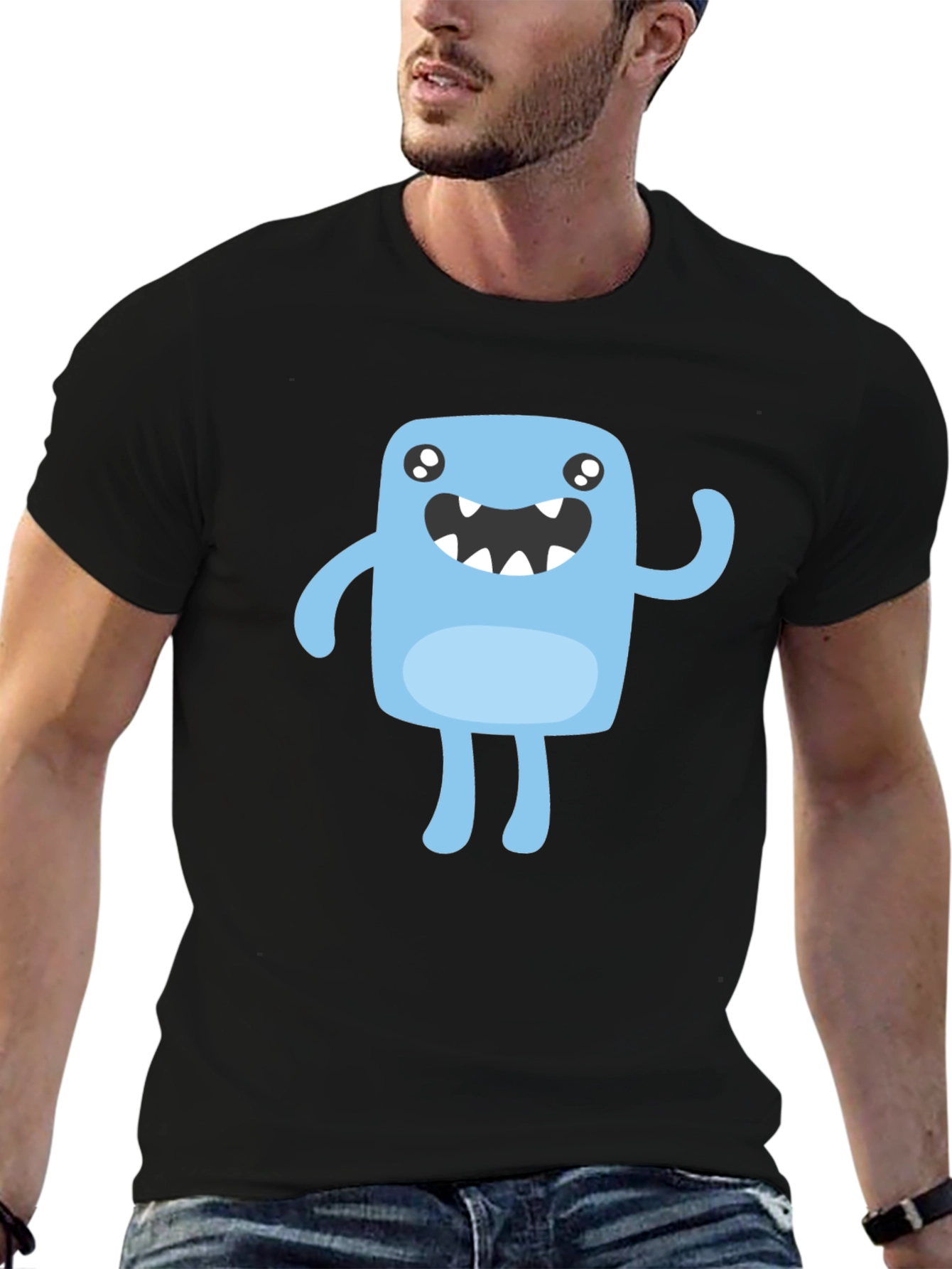 Cute Monster Graphic T-Shirt - Black