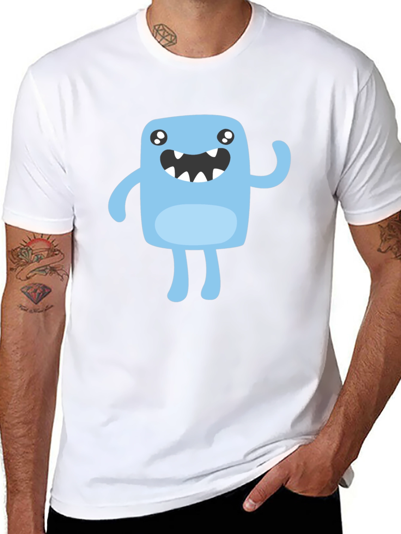 Cute Monster Graphic T-Shirt - Black
