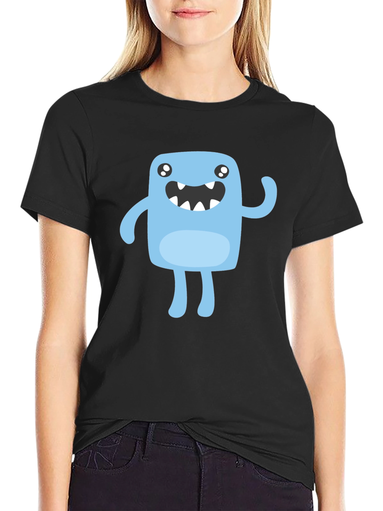 Cute Monster Graphic T-Shirt - Black