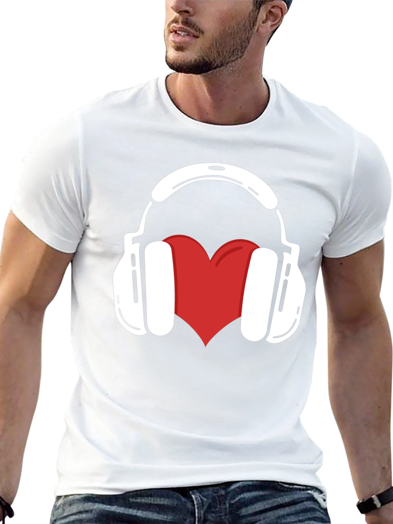 Music Lover Tee: Heart Headphones Graphic T-Shirt
