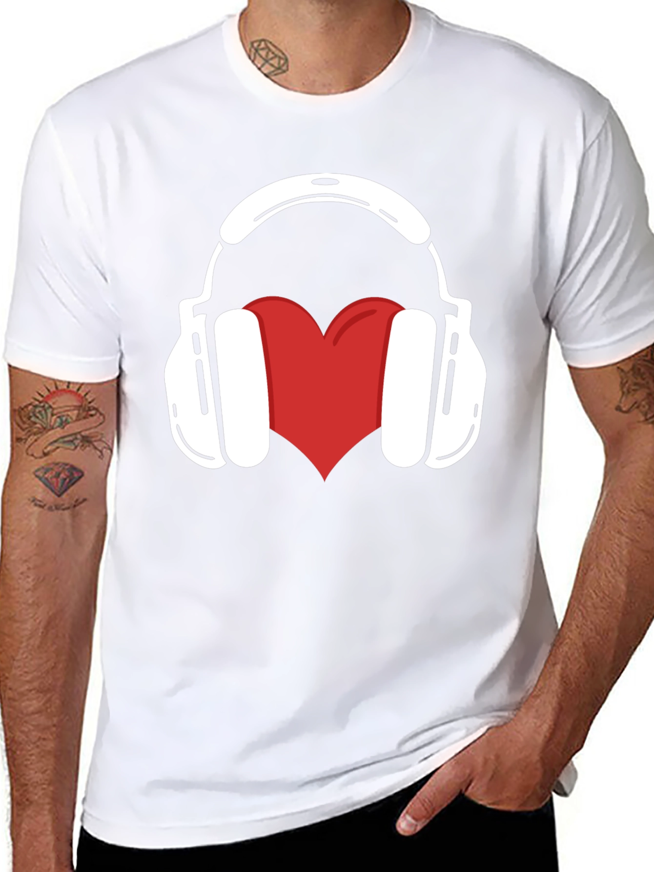 Music Lover Tee: Heart Headphones Graphic T-Shirt