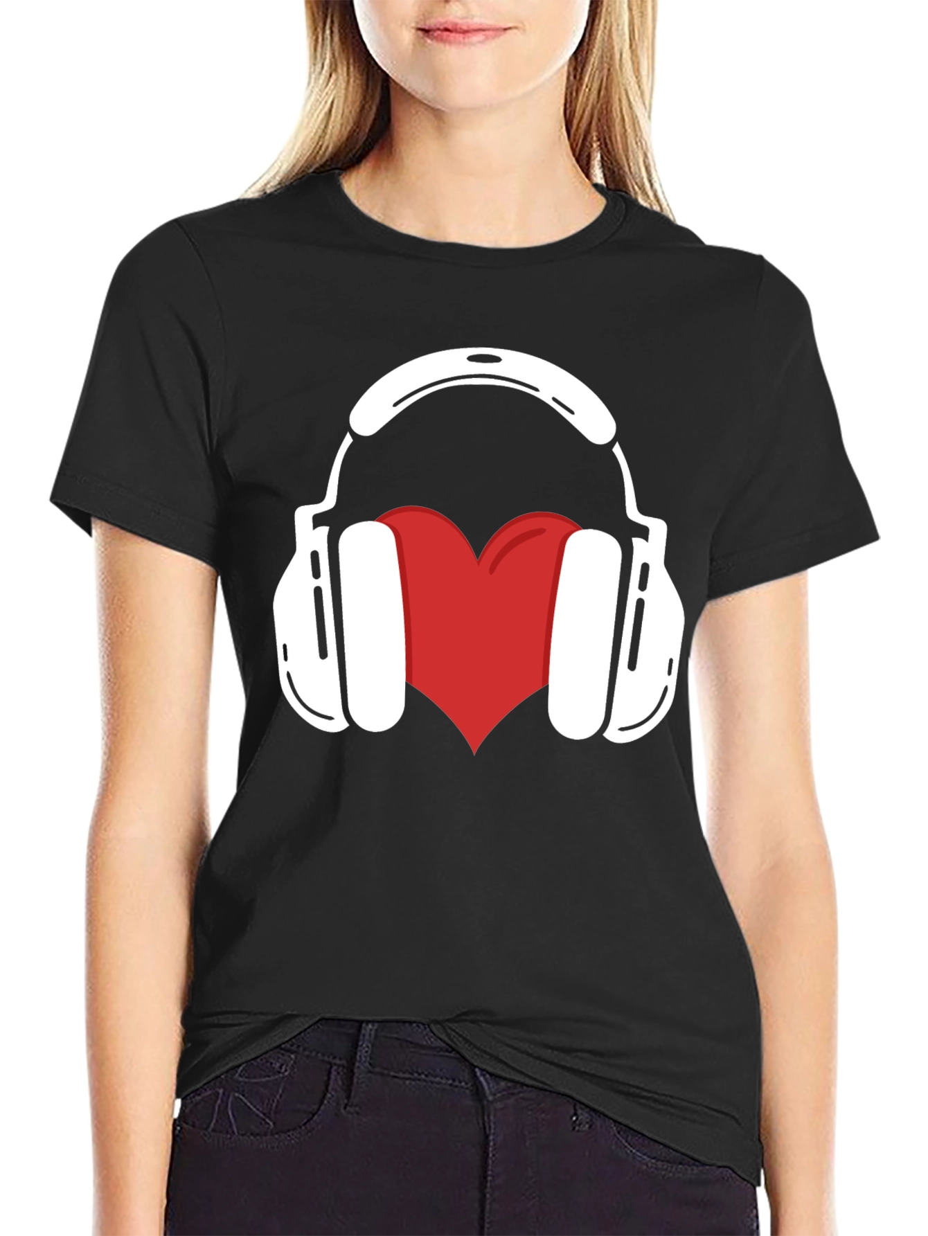Music Lover Tee: Heart Headphones Graphic T-Shirt