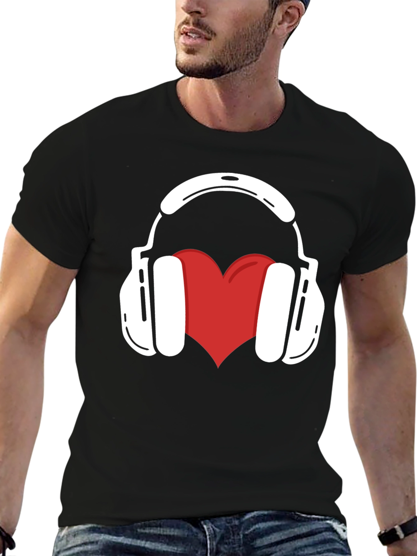 Music Lover Tee: Heart Headphones Graphic T-Shirt