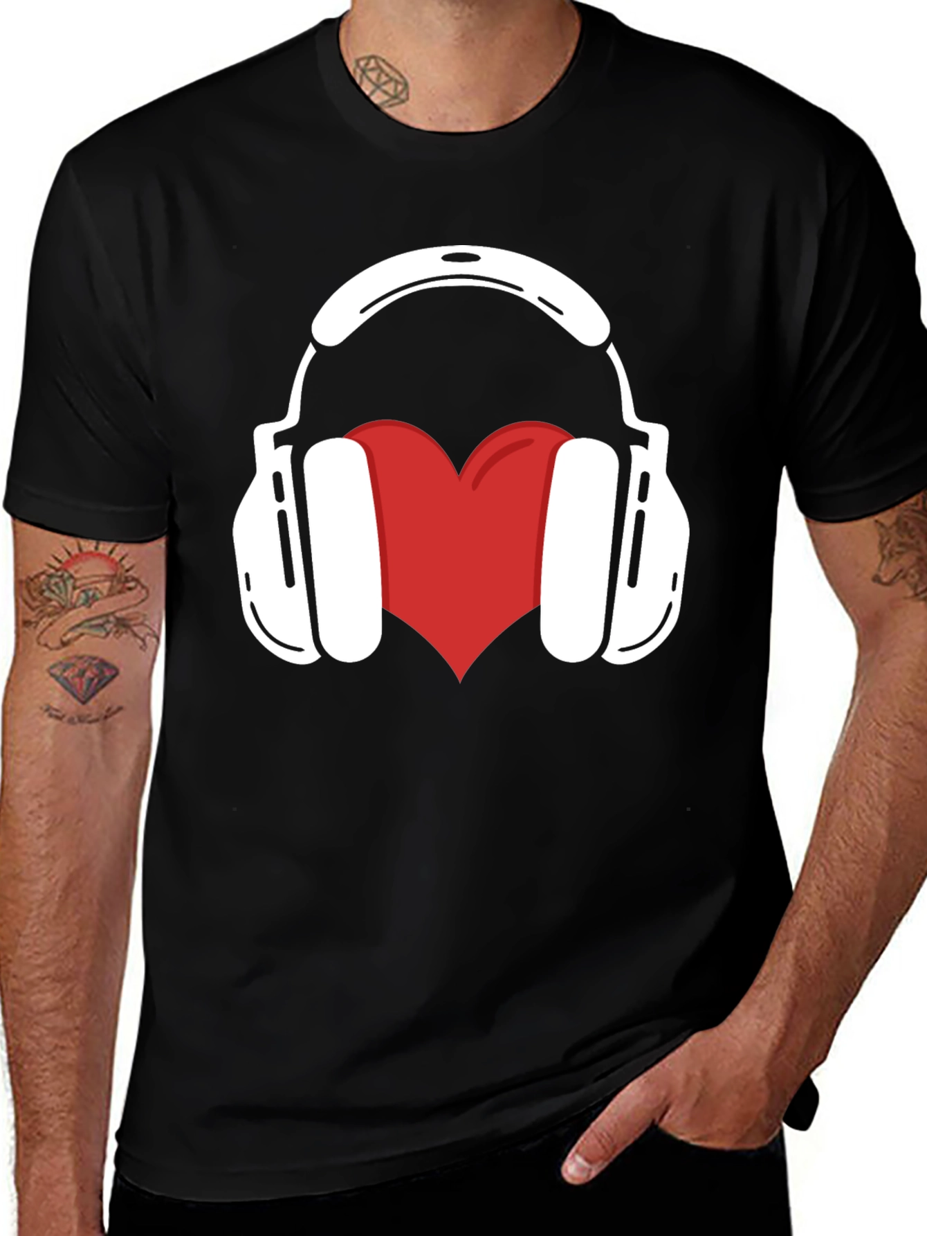 Music Lover Tee: Heart Headphones Graphic T-Shirt