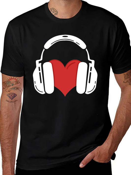 Music Lover Tee: Heart Headphones Graphic T-Shirt