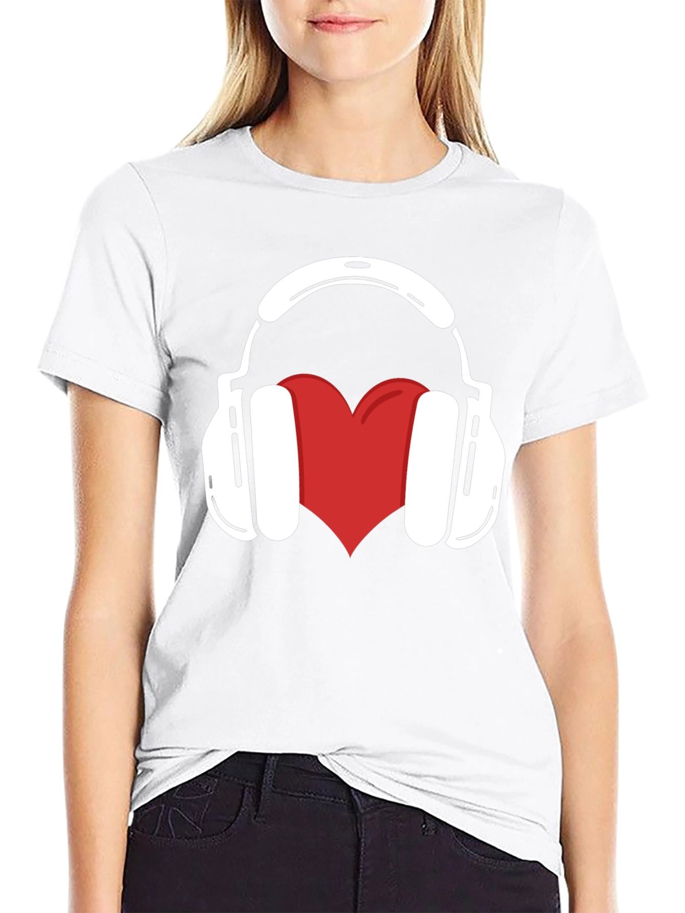 Music Lover Tee: Heart Headphones Graphic T-Shirt