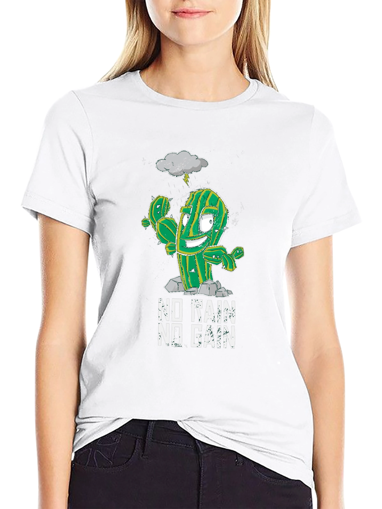 Funny Cactus Gym T-Shirt - No Rain No Gain