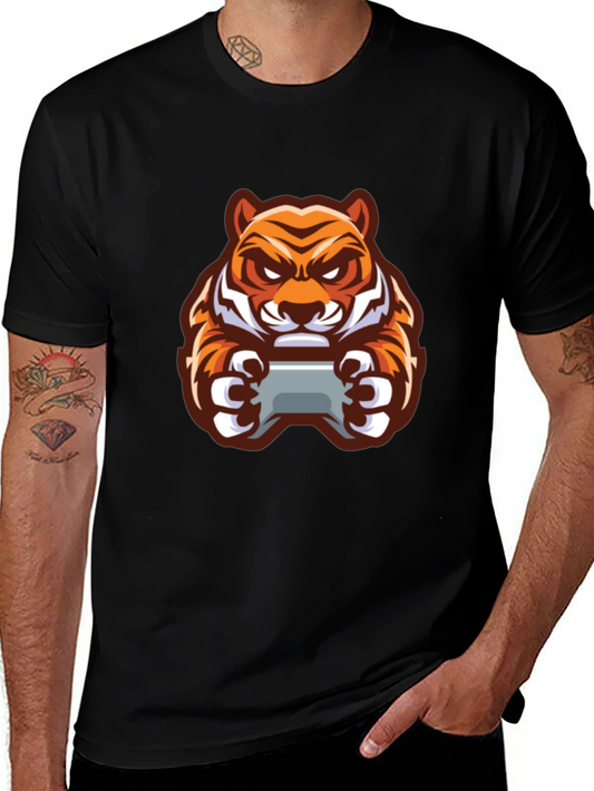 Gaming Tiger Graphic T-Shirt - Black