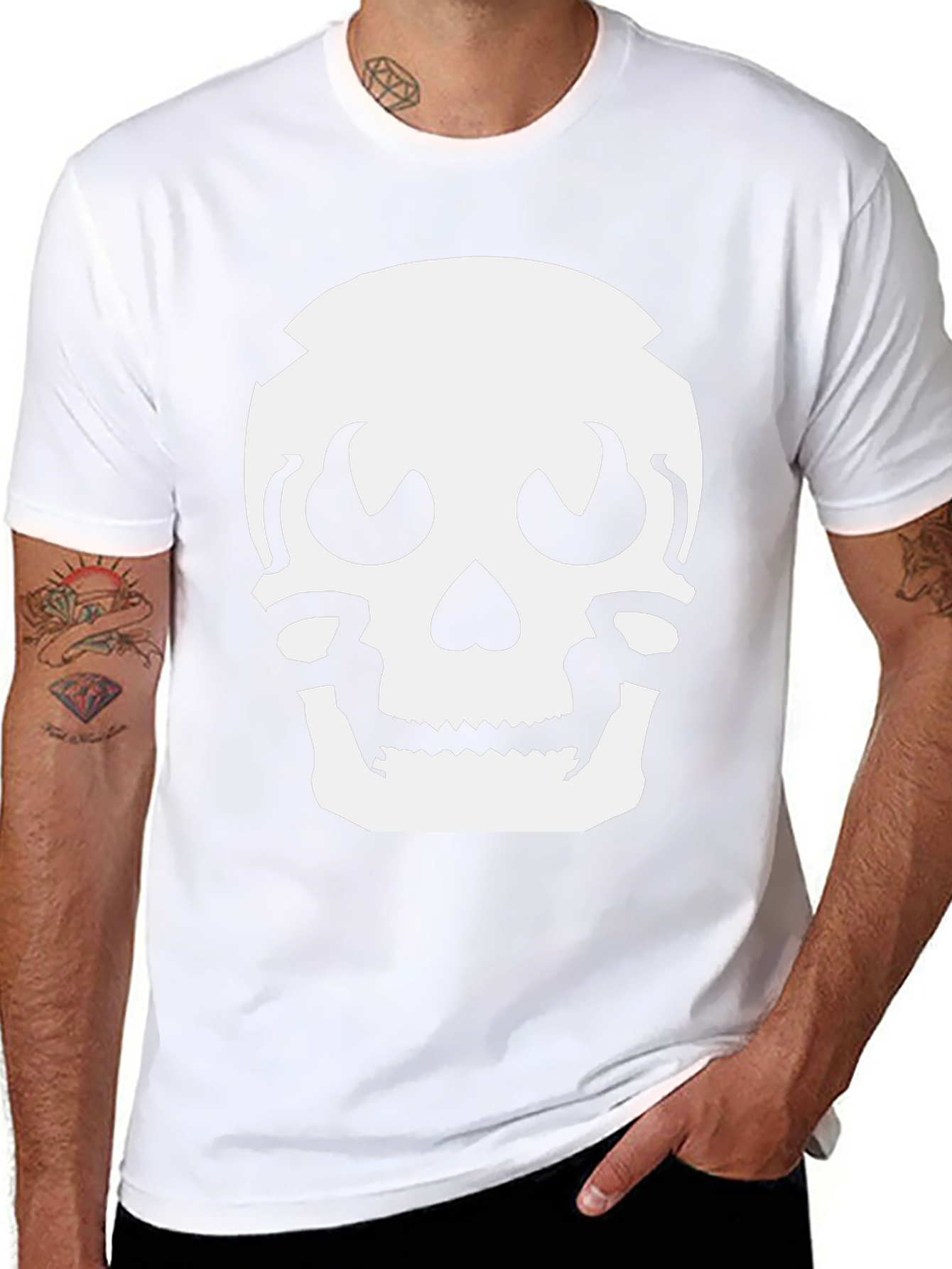 Skull Graphic Tee - Black Cotton Casual Shirt