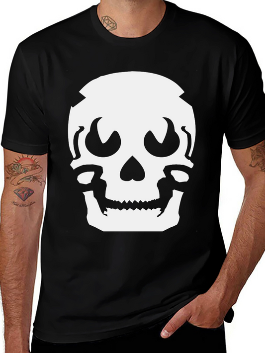 Skull Graphic Tee - Black Cotton Casual Shirt