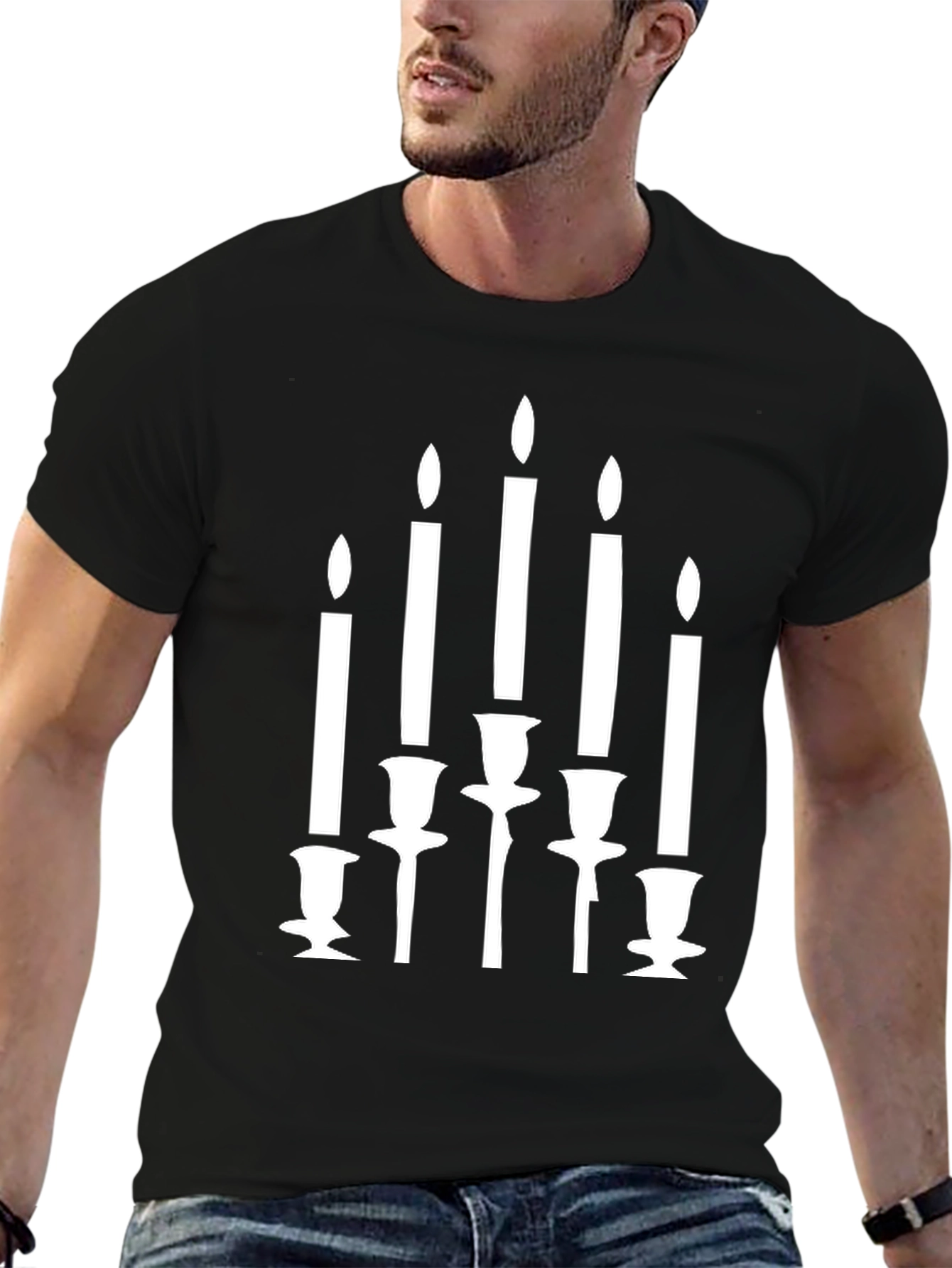 Mens Black Candle Graphic Tee