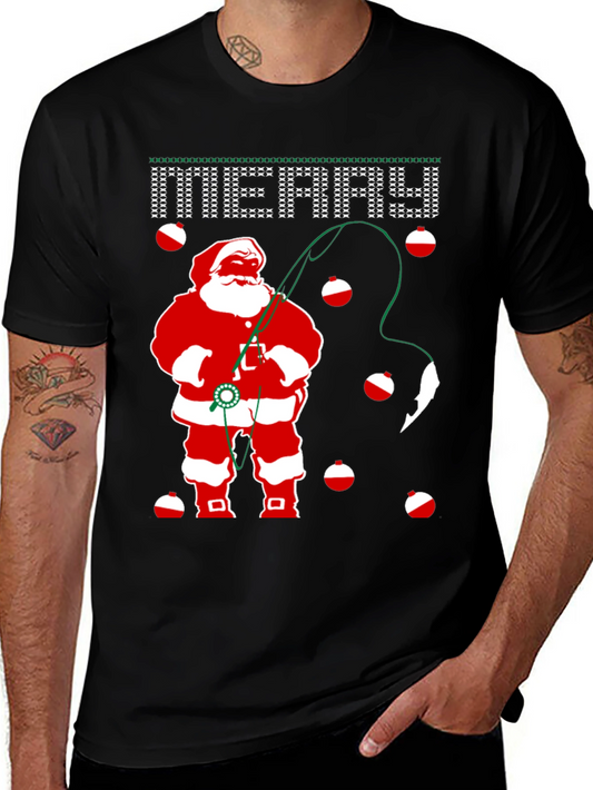 Santa Fishing Christmas T-Shirt