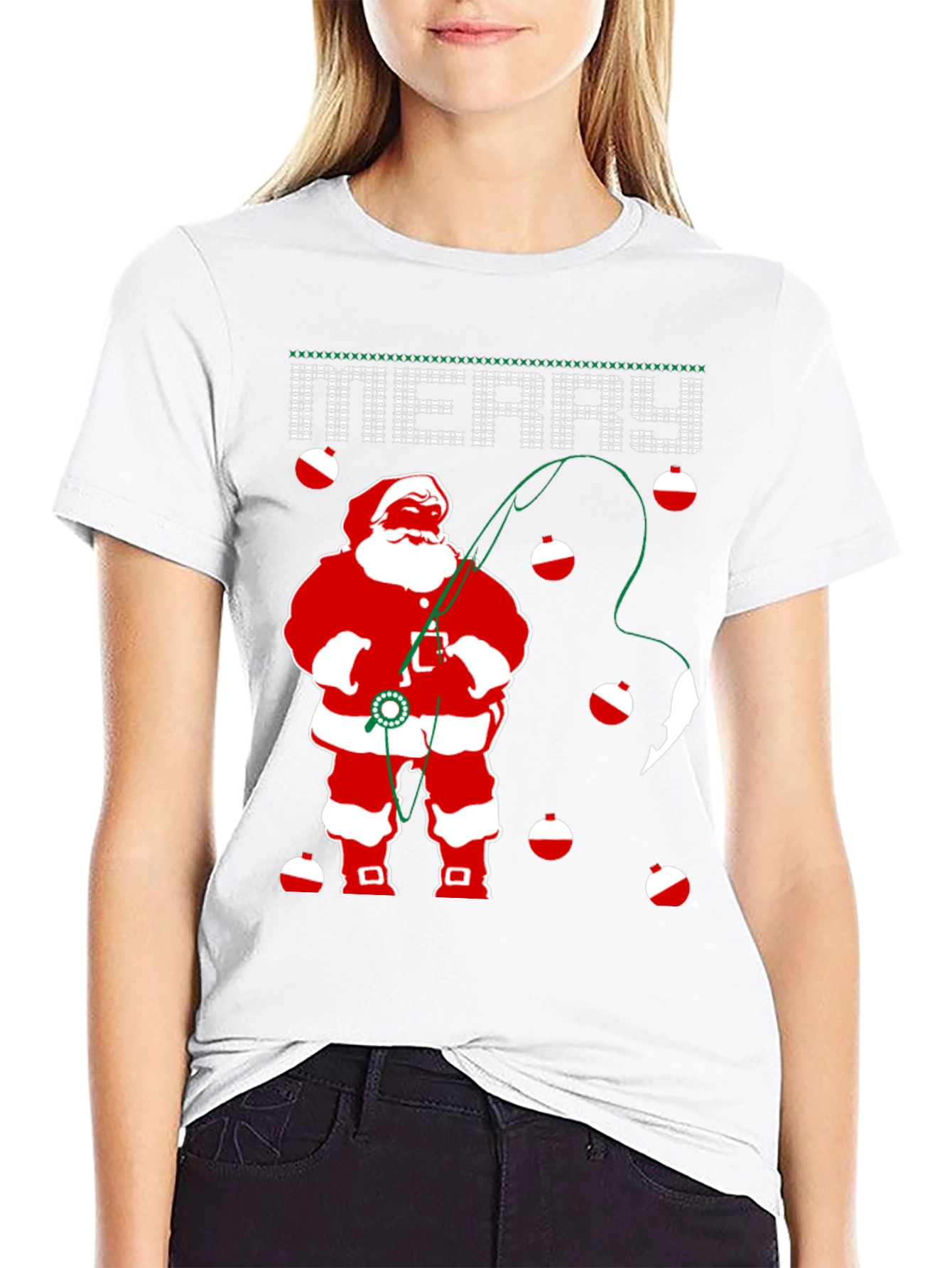 Santa Fishing Christmas T-Shirt