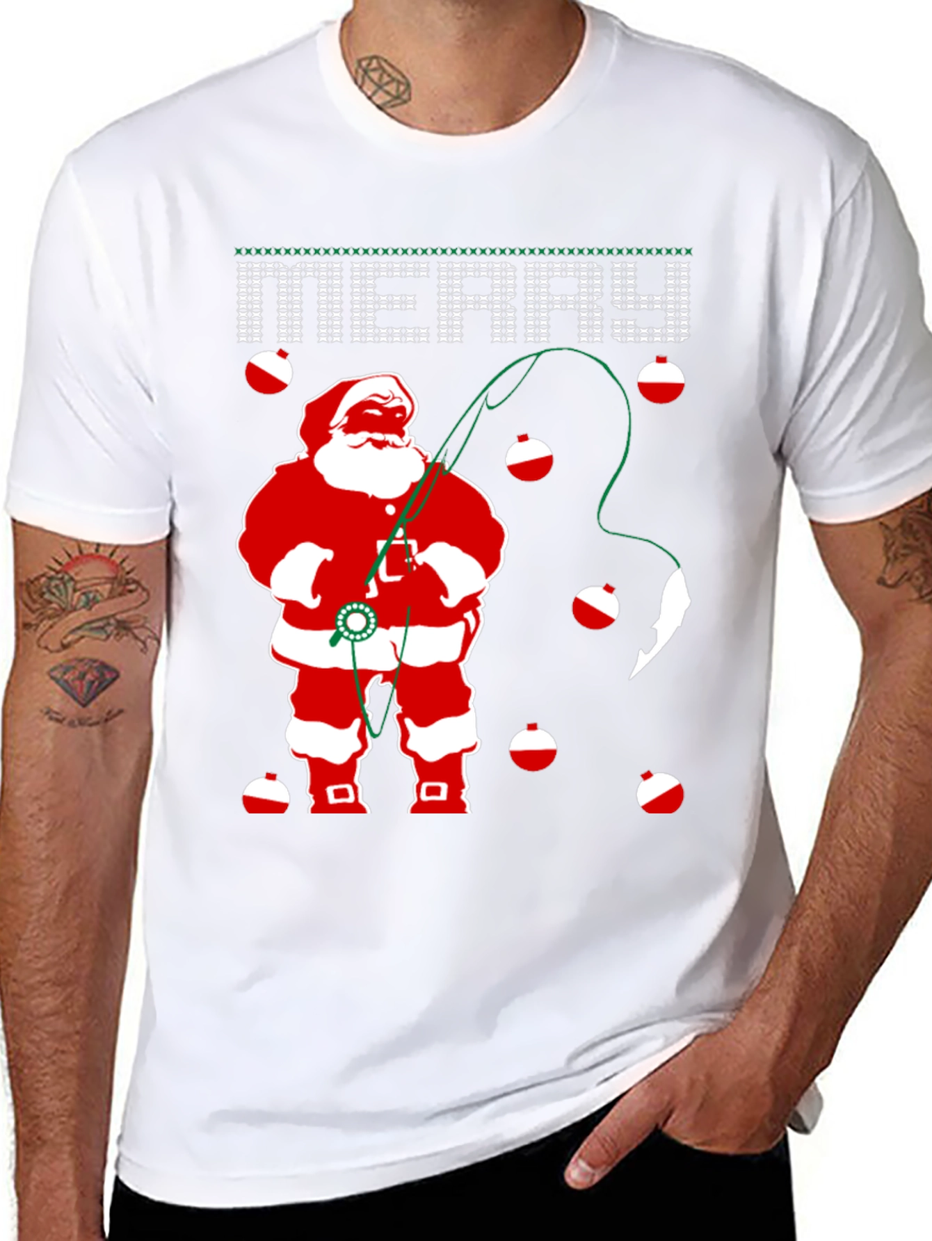 Santa Fishing Christmas T-Shirt