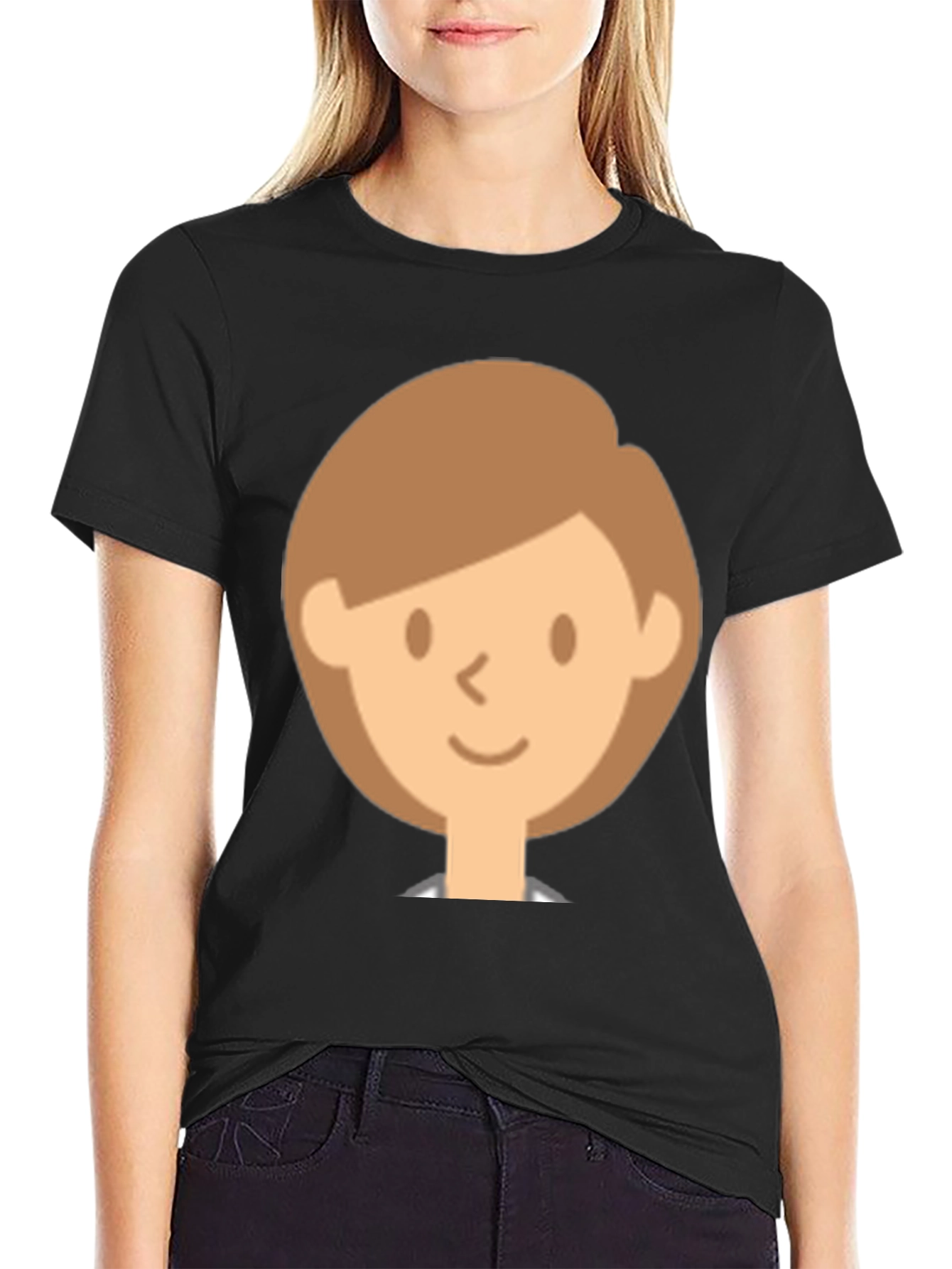 Smiling Face Graphic Black T-Shirt