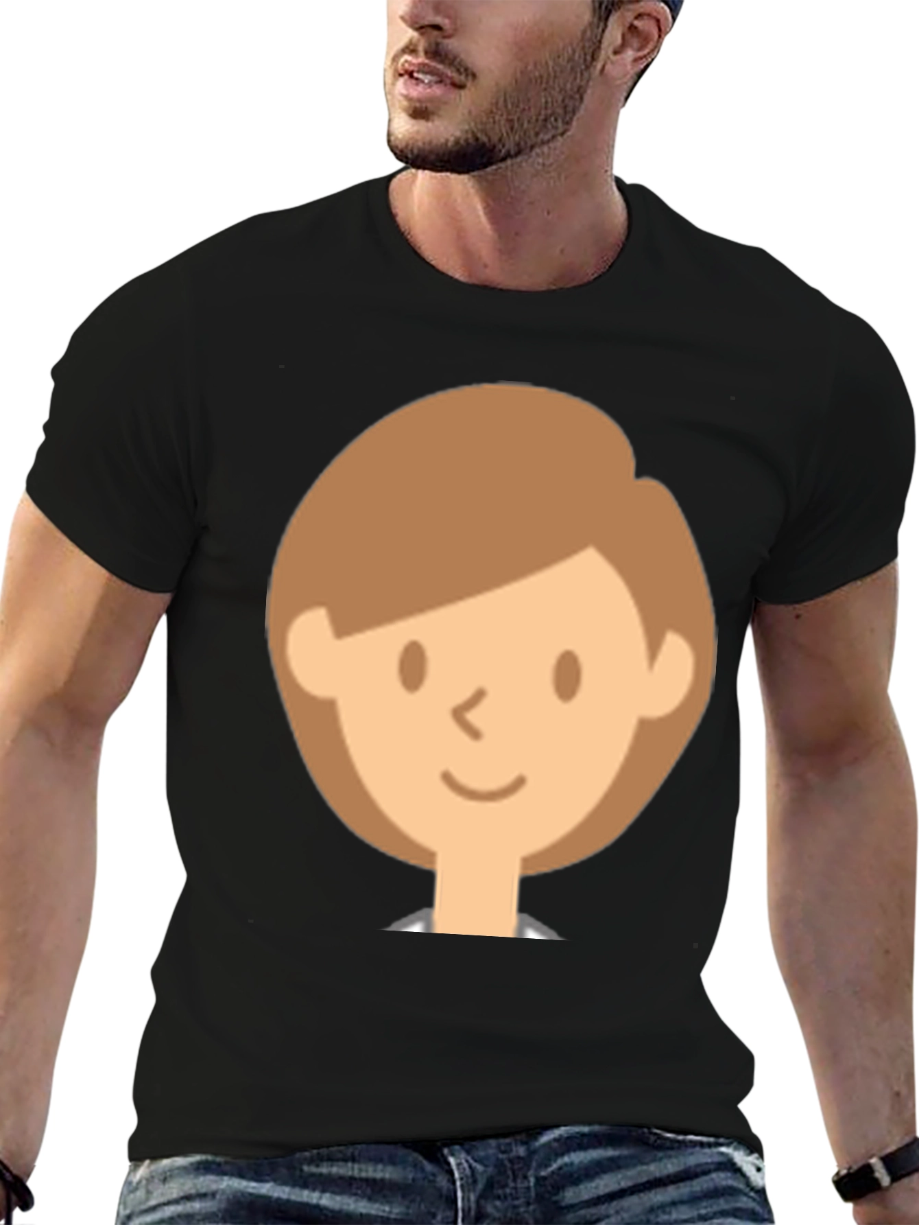 Smiling Face Graphic Black T-Shirt