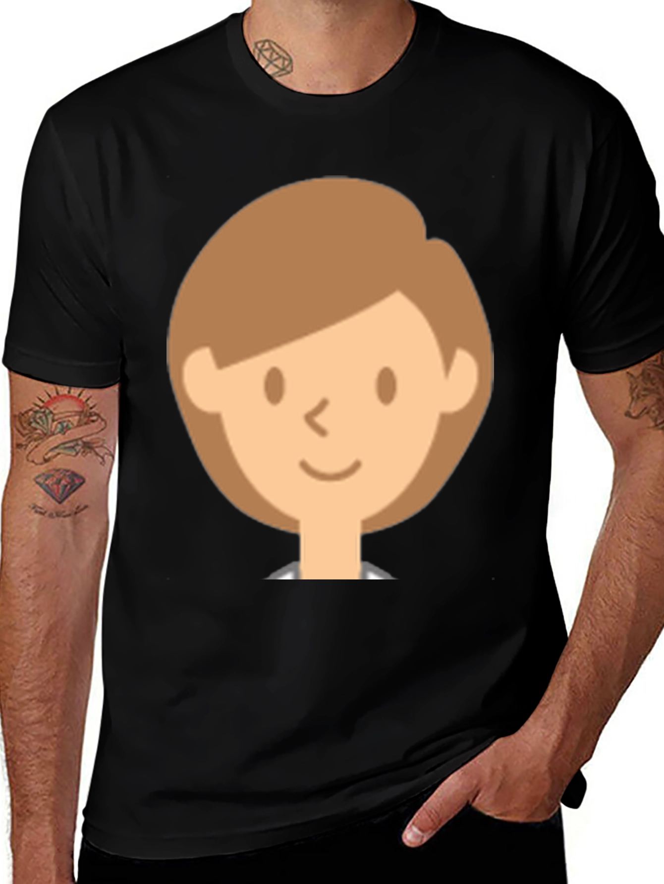 Smiling Face Graphic Black T-Shirt