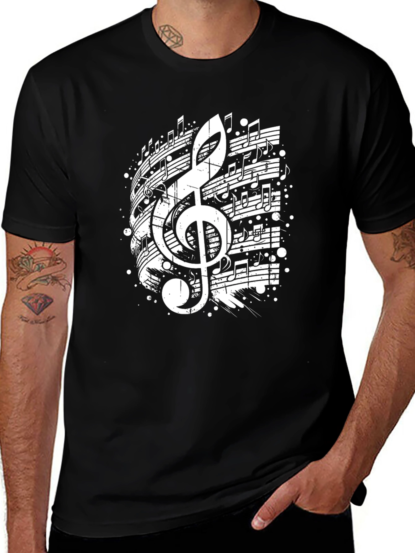 Music Notes Treble Clef Graphic Tee