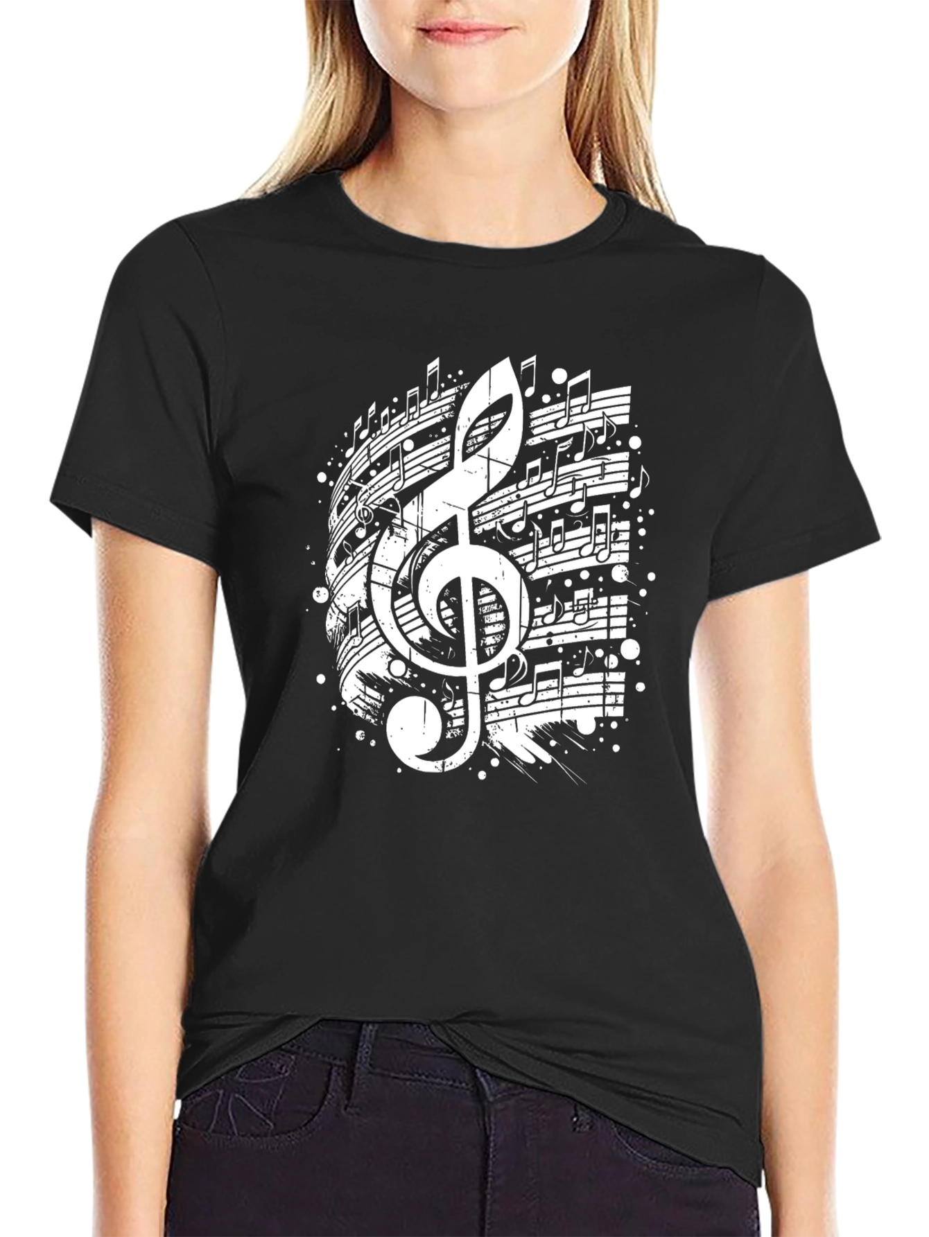 Music Notes Treble Clef Graphic Tee