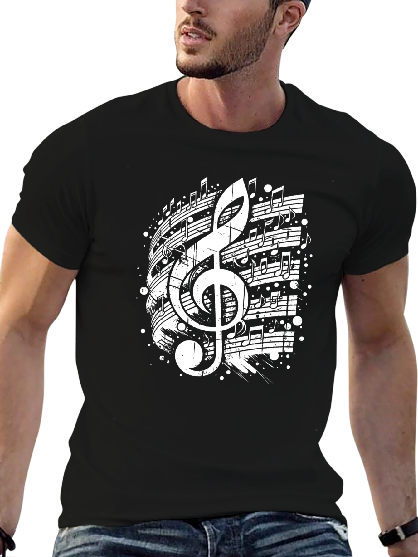 Music Notes Treble Clef Graphic Tee