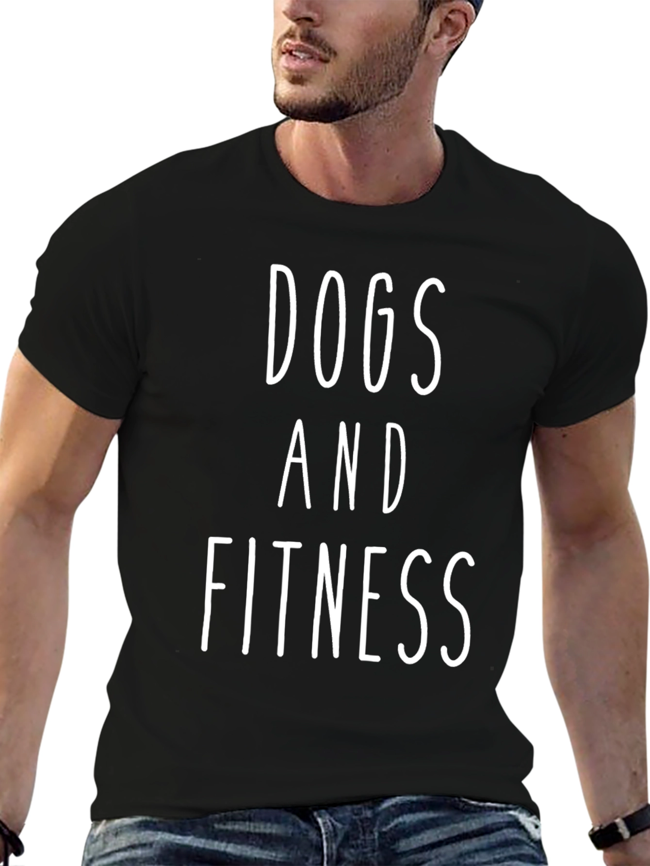 Dogs and Fitness Graphic Tee - Black Cotton T-Shirt