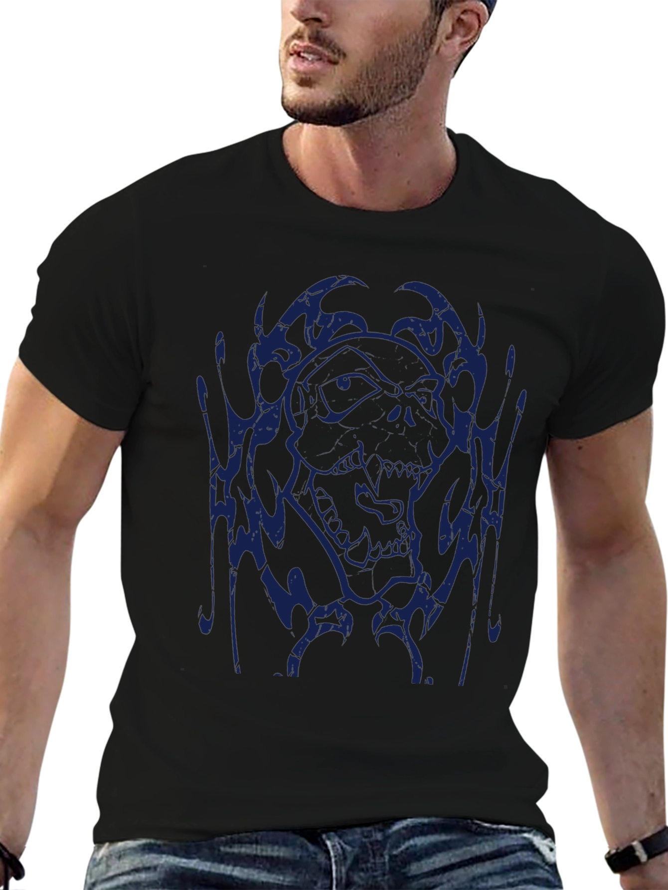 Skull Graphic Print Crew Neck T-Shirt
