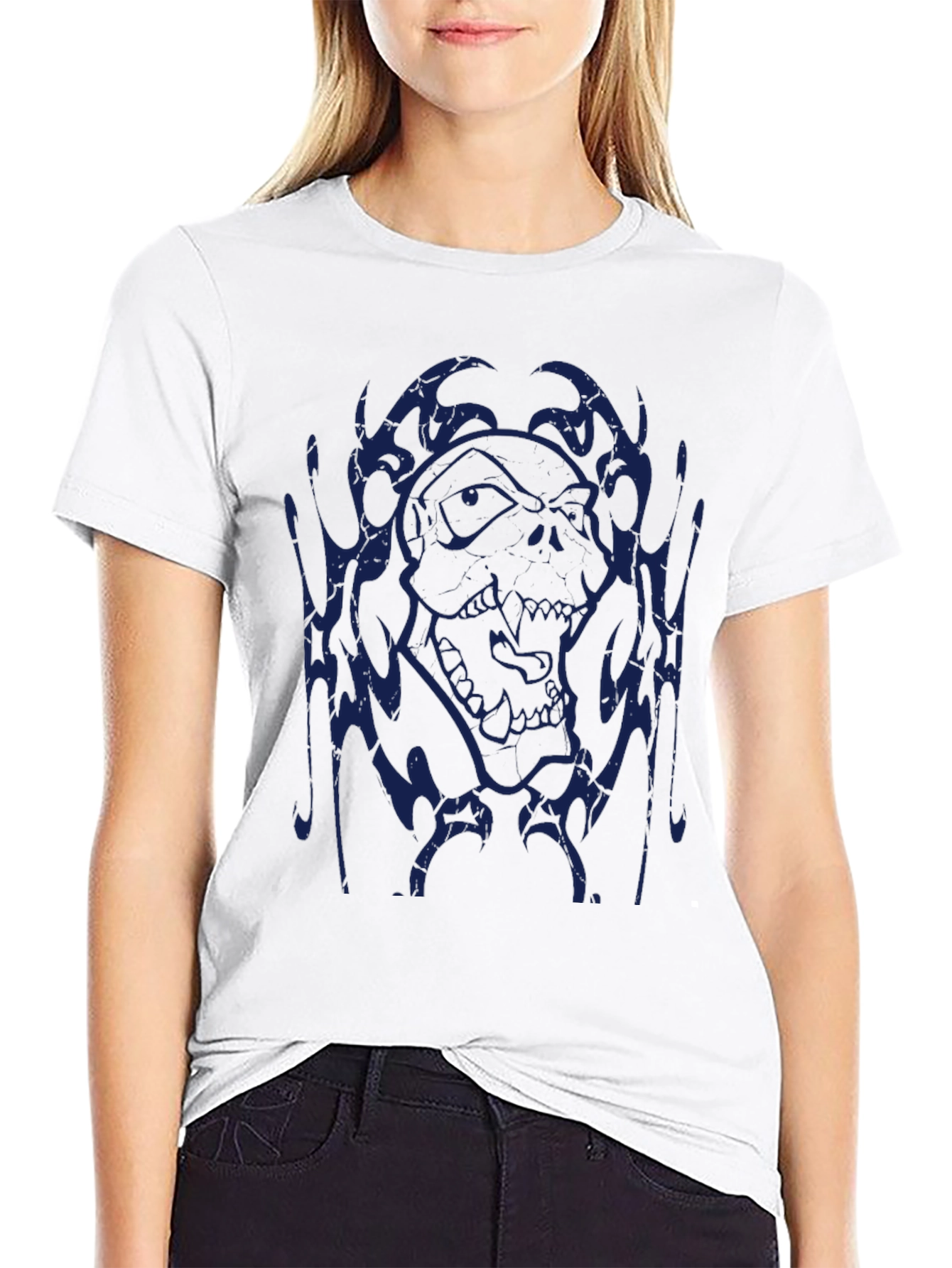 Skull Graphic Print Crew Neck T-Shirt