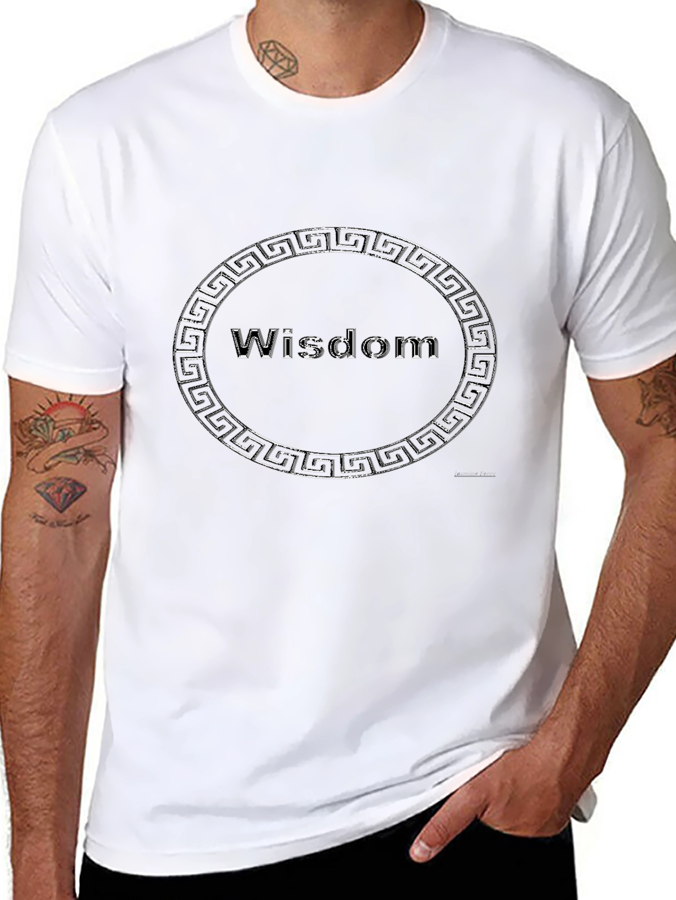 Wisdom Greek Key Black T-Shirt